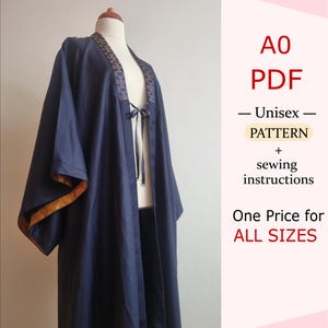 A0 PDF Pattern - Chinese Long Hanfu robe, Hanfu outer coat