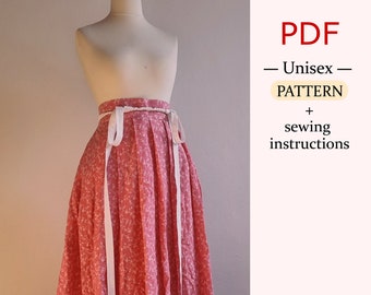 PDF Pattern - Hanfu skirt, Chinese Hanfu dress, wraparound skirt