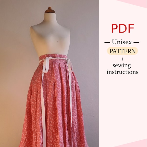 PDF Pattern - Hanfu skirt, Chinese Hanfu dress, wraparound skirt