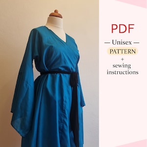 PDF パターン - 漢服シルクローブ、ロング漢服ドレス