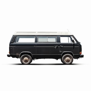 Digital black Volkswagen T3 van, 1979, Road Tripping, Van Nomad Life, Volkswagen Van Print, California T3 Print.