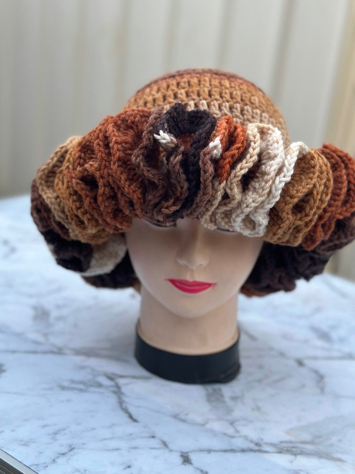 Crochet Ruffle Hat, Crochet Bucket Hat, Gift for Her, Crochet Hat for ...