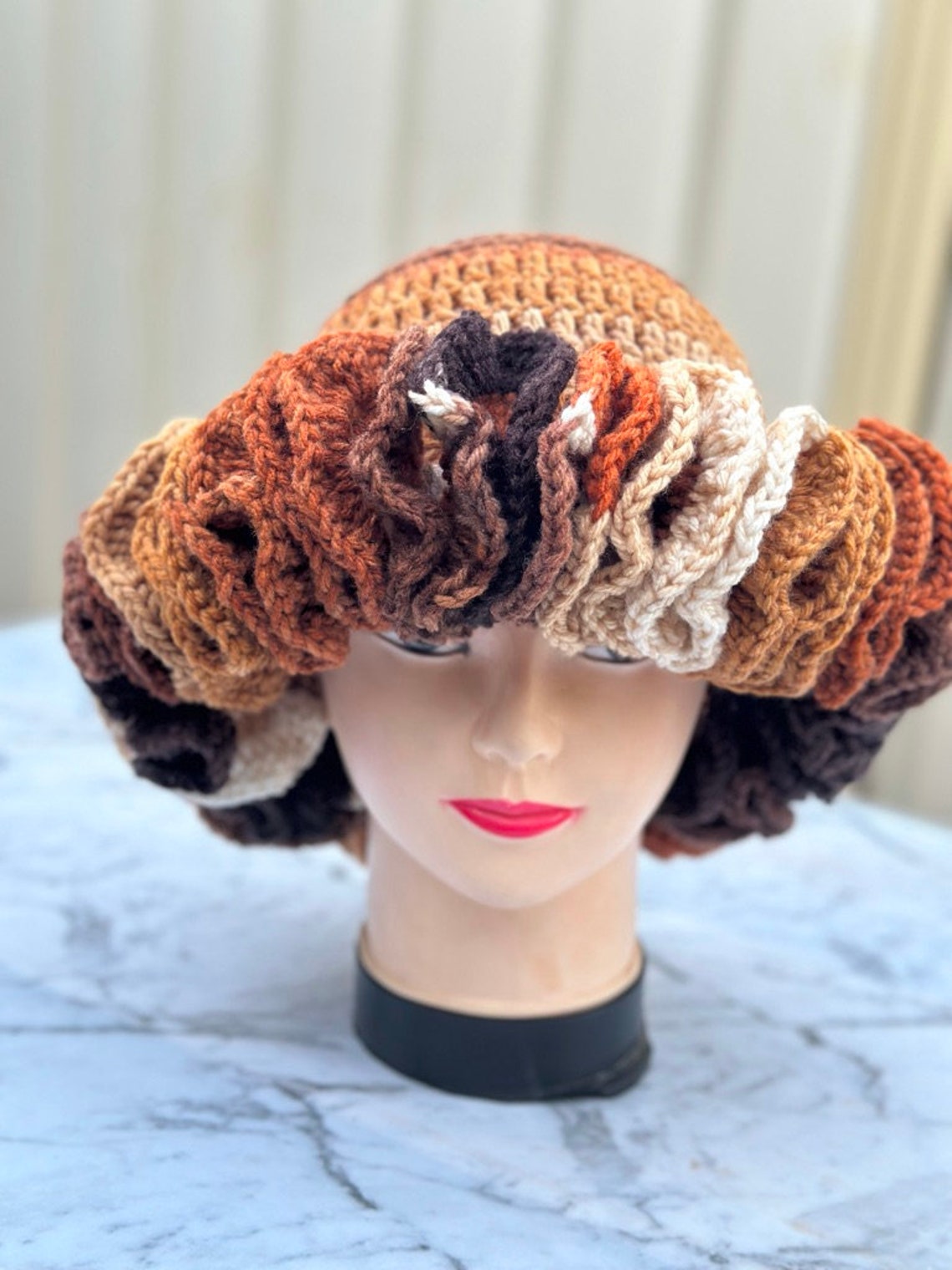 Crochet Ruffle Hat, Crochet Bucket Hat, Gift for Her, Crochet Hat for ...