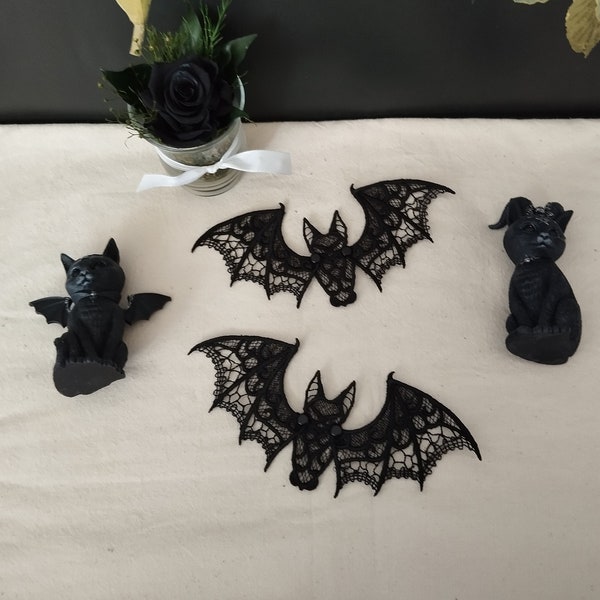 Lot de 2 Chauve-souris articulées en dentelle noire