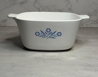 Vintage Corning Ware Blue Cornflower P-1 3/4-B 1.75 Quart Casserole Dish, Pyroceram Bakeware, Made in USA