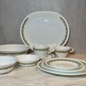 ヴィンテージ コレール スプリングブロッサム クレイジーデイジー ディナーウェア – 各種 – MCM グリーンフローラルディッシュ