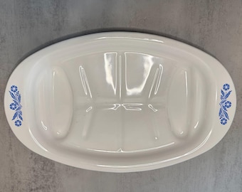Vintage Corning Ware Blue Cornflower P-19 Meat Carving Platter, 16.5 Inch Pyroceram Serving Tray, Vintage Kitchen