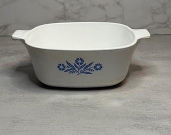 Vintage Corning Ware Blue Cornflower P-1 1/2-B 1.5 Quart Casserole Dish, Pyroceram Bakeware, Made in USA