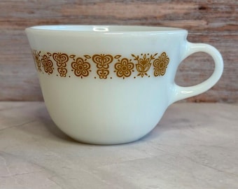 Vintage Pyrex Butterfly Gold Milk Glass Mug – 8oz Coffee Cup