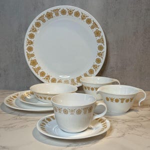 Vajilla vintage Corelle Butterfly Gold – MCM Kitchen, se vende por unidad