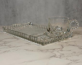 Vintage Hazel Atlas Snack Set – Ball & Rib Glass Cup and Tray