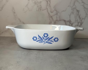 Vintage Corning Ware Blue Cornflower P-1-B 1 Quart Casserole Dish, Pyroceram Bakeware, Blue Floral Vintage Kitchenware