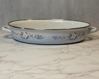 Molde ovalado esmaltado vintage Johann Haviland «Ramo de primavera» – La corona de la moda – Años 70