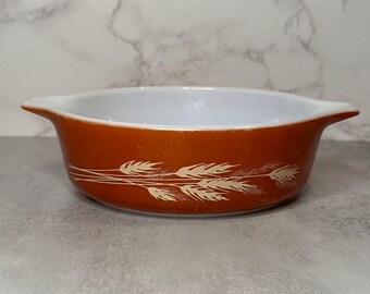Vintage Pyrex Autumn Harvest 471-B 1 Pint Casserole Dish, Autumn Wheat Pyrex, Wheat Pattern Bakeware, Vintage Pyrex, Made in USA