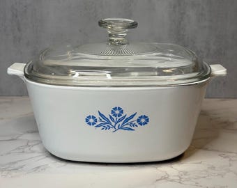 Vintage Corningware Blue Cornflower Saucepan, 2.5 Quart with Pyrex Lid