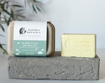 Jabón de mi bebé con aceite de oliva / Todo natural / Calmante + Calmante para su bebé / Tiempo de baño / Proceso en frío