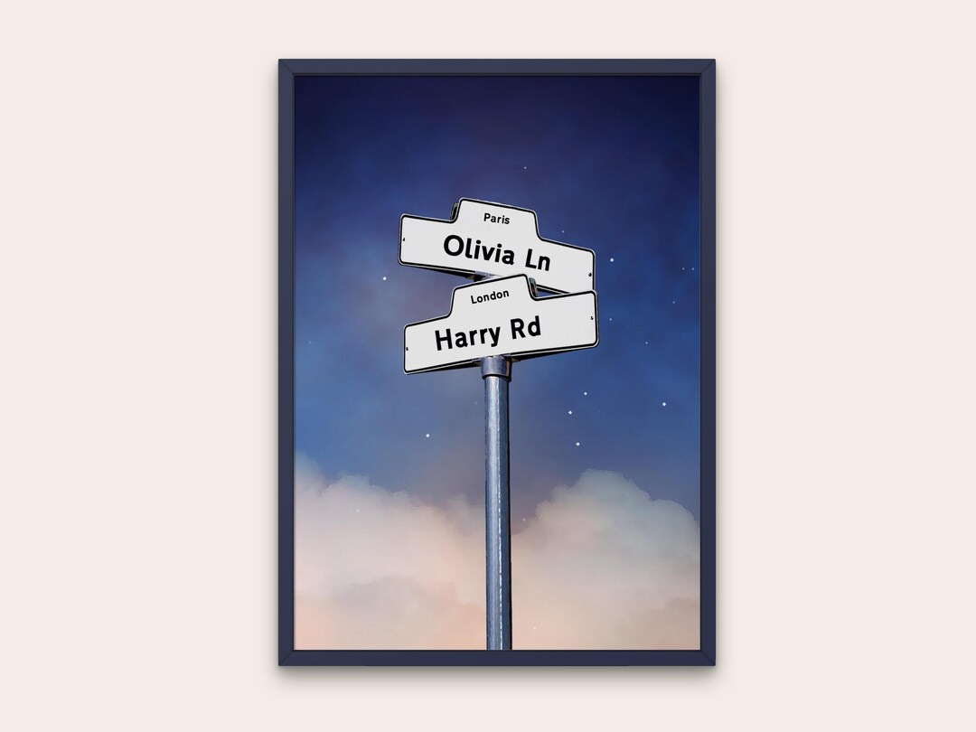 Long Distance Writing Sign Personalised Long Distance Couple Art, Street Sign, Long Distance Gifts ...