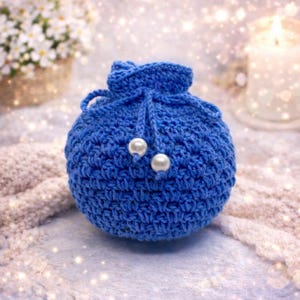 Gehäkelte Tasche mit Kordelzug - einfache Geschenktasche, kleines Muster (PDF-Muster)