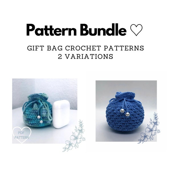 Pattern Bundle - 2 Variations of Gift Bags | Mini and Small Pouch | Drawstring Bag | AirPod Case | Purse | Sachet | Easter | Christmas