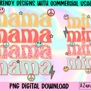 Summer mama mini sublimation png design download, retro mama mini png, mama mini smiley png, mama mini bolt png, groovy retro sublimation
