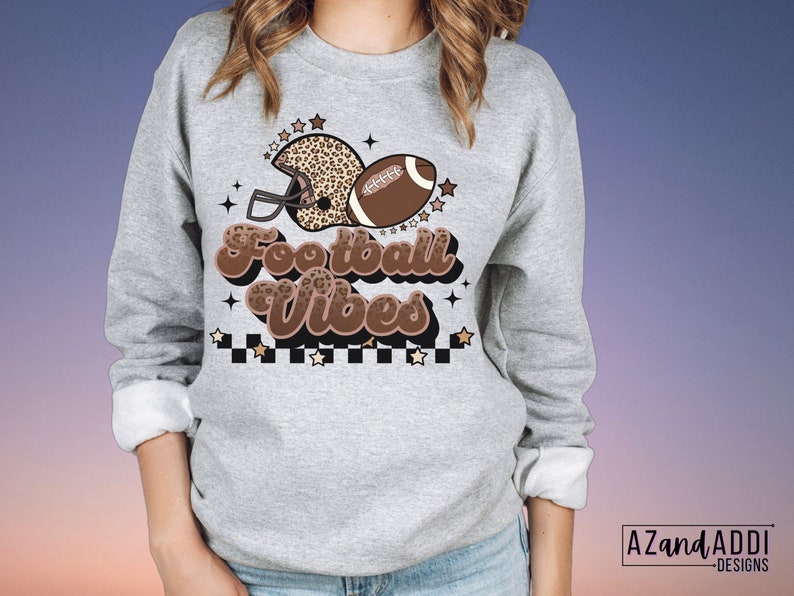 Football vibes png, football sublimation design, retro football png, football season, tailgate png, sports png, fall png image 6