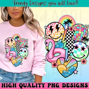 Retro summer png, summer smile face png, summer sublimation design, summer vacation png, beach vibes png, summer lightning bolt, digital