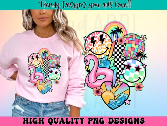 Retro summer png, summer smile face png, summer sublimation design, summer vacation png, beach vibes png, summer lightning bolt, digital