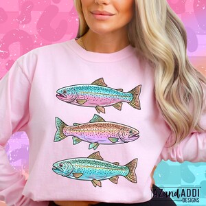PNG de pez estilo preppy, diseño de camiseta con peces costeros coloridos, PNG de camiseta gráfica con estética playera neón, descarga digital de sublimación de verano de moda imagen 3