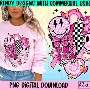Retro Brustkrebs png, Brustkrebs Bewusstsein Sublimationsdesign, Oktober Bewusstsein Monat, rosa Krebs Band, retro rosa Lächeln Gesicht png