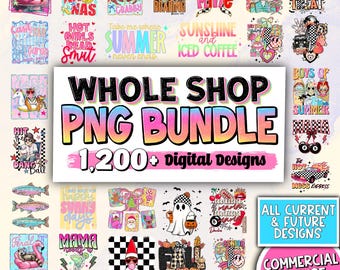 Trendy PNG Bundle, 1,200+ Sublimation Files, Retro T-Shirt PNG, Instant Digital Download Bundle
