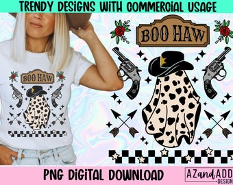 Boo Haw Png, Western ghost png, Cowboy ghost Png, retro western halloween png,  western Halloween sublimation, cowboo png, boo png