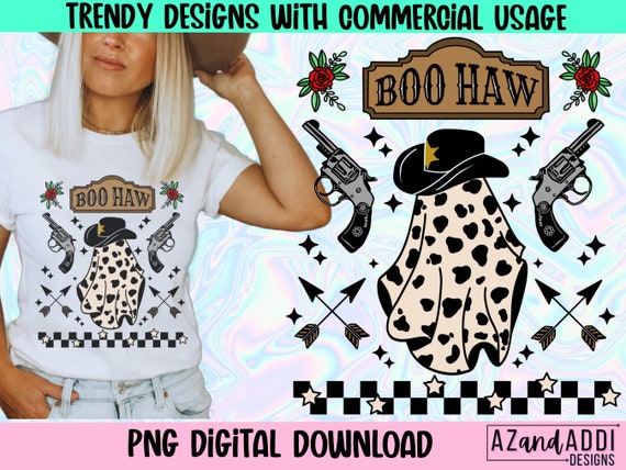 Boo Haw Png, Western ghost png, Cowboy ghost Png, retro western halloween png,  western Halloween sublimation, cowboo png, boo png