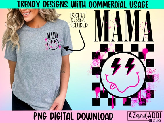 Retro mama png, mama png sublimation, Mother’s Day png, checkered mama png, retro mama design, mom life png, digital download, trendy mama