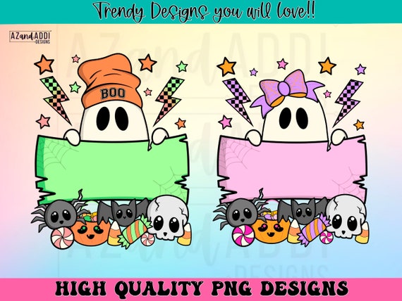 Halloween ghost custom name png, retro Halloween sublimation, Halloween canvas bag design, blank name trick or treat png, retro ghost png