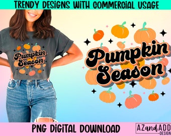 Pumpkin season PNG, retro fall sublimation digital design, Halloween pumpkin png, fall season png, boho pumpkin png, fall girl png designs