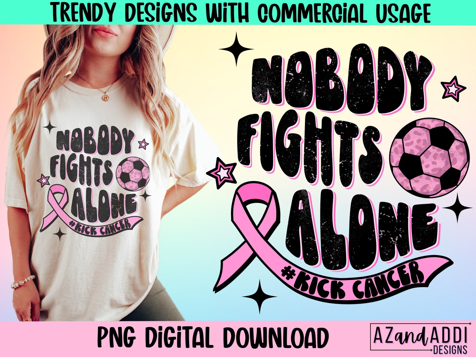 Breast Cancer Awareness Png, Kick Cancer Png, Nobody Fights Alone Png ...