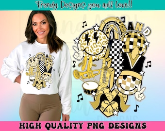 Retro marching band png, marching band smile face png, band sublimatie ontwerp, vrijdagavondlichten png, band moeder png, digitale download png