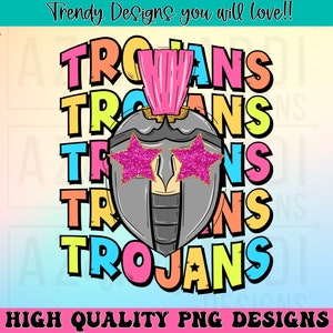 Trojans preppy mascot png, Trojans mascot school spirit design, retro Trojans sublimation design, sports team mascot shirt digital print