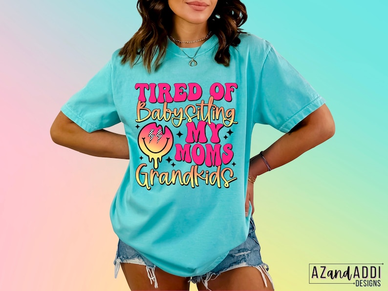 Cansado de cuidar a los nietos de mi madre png, png sarcástico divertido, diseño de sublimación retro, humor adulto, vida divertida de mamá png, png retro de moda imagen 2