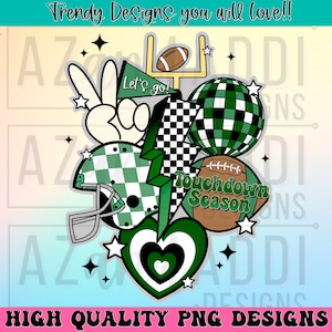 Retro football collage png, football sublimation design, Forrest green football png, custom football team colors, touchdown season png
