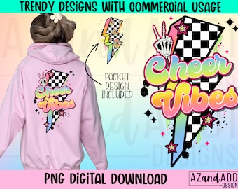 Vibraciones de alegría retro png, diseño de sublimación de porristas, mamá de alegría png, animadora de todas las estrellas, diseño frontal y posterior, descarga digital retro