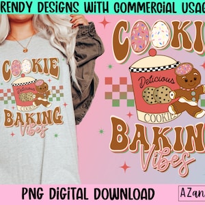 Cookie Baking Crew Png, Retro Christmas Sublimation, Groovy Boho Christmas, gingerbread cookie png, Christmas cookie png