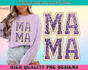 Faux sequin mama png, retro mama sublimation design, varsity font mama png, merry mama png, sparkly glitter png, digital download