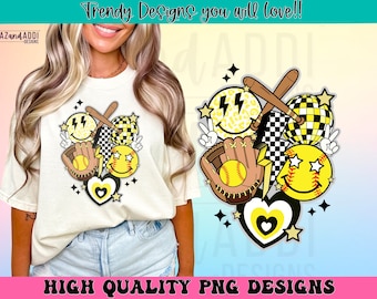 Retro softball collage png, softball sublimation design, custom softball team png, black and white softball shirt design, digital download