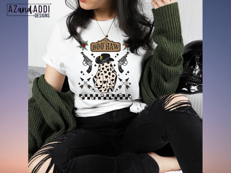 Boo Haw Png, Western ghost png, Cowboy ghost Png, retro western halloween png, western Halloween sublimation, cowboo png, boo png imagen 2