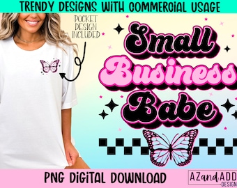 Small business babe png, female entrepreneur png, woman ceo png, small business baddie, retro sublimation png, butterfly png, boss babe png