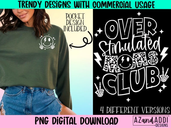 Overstimulated moms club png, retro mom sublimation design, overstimulated png, motherhood png, anxiety png, mom life png, digital download