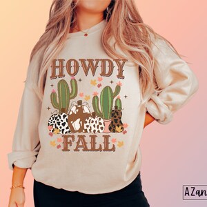 Howdy Fall png, retro fall png, western fall png, western pumpkin png, fall sublimation, western sublimation, howdy pumpkin image 3