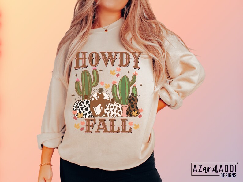 Howdy Fall png, retro fall png, western fall png, western pumpkin png, fall sublimation, western sublimation, howdy pumpkin image 3
