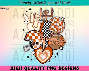 Retro football collage png, football sublimation design, burnt orange football png, custom football team colors, touchdown season png